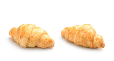 Fresh Croissant. Studio shot isolated on white background. Junk food, obesity or food healthy concept