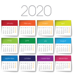 2020 calendar. Color squares	