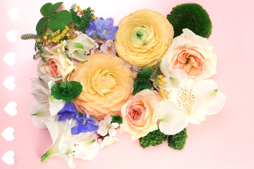 colorful floral background of spring flowers