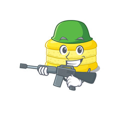 A cute picture of lemon macaron Army with machine gun