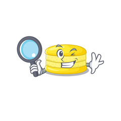 Elegant and Smart lemon macaron Detective cartoon design concept