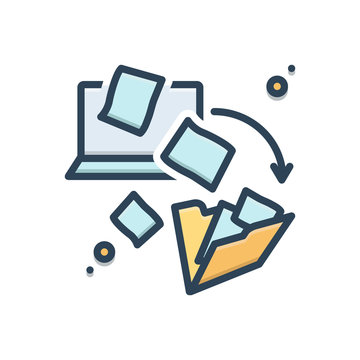 Color illustration icon for dematerialization 