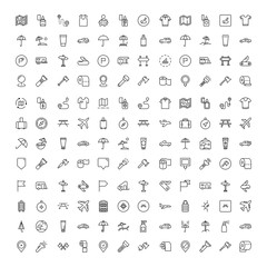 Travel set line icons