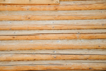 Fototapeta premium wall composed of processed logs, log house texture