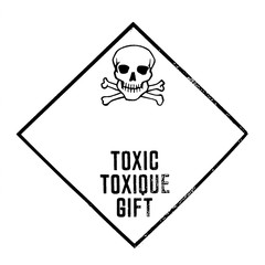 danger sign with a skull with empty space, inside the rhombus shape frame, isolated on white background