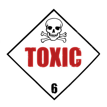 danger sign with a skull with the word toxic, inside the rhombus shape frame, isolated on white background