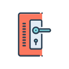 Color illustration icon for doorlock 