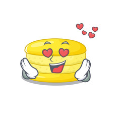 Romantic falling in love lemon macaron cartoon character concept