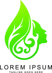 leaf and face logo template