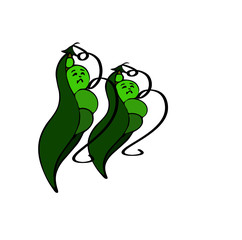 vector illustration green peas cartoon.funny green vegetable.