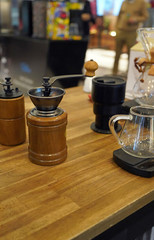 Obraz na płótnie Canvas Old-fashioned manual coffee making tools
