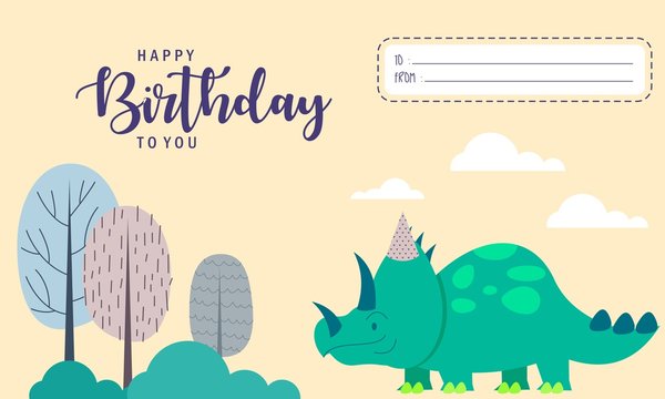 Birthday invitation template, birthday card in flat style