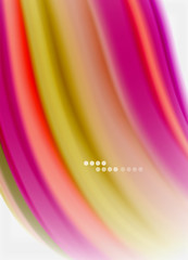 Wave lines abstract background, smooth silk design with rainbow style colors. Liquid fluid color waves. Vector Illustration