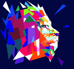 Colorful Vector Lion Face 