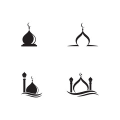 set of islamic mosque logo vector icon