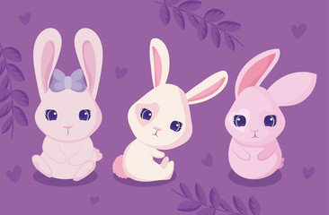 Happy easter rabbits vector design