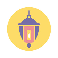 decorative islamic lantern icon, block style design