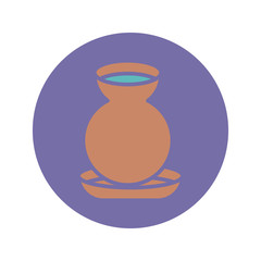 clay water jar pot icon, block style design