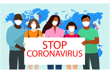 Coronavirus in China. Novel coronavirus (2019-nCoV), people in white medical face mask. Concept of coronavirus quarantine.