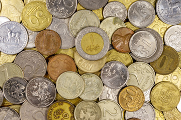 Background of various coins from different countries