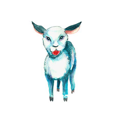 Lamb isolated on white background. Ramadan kareem holiday. Watercolor illustration.