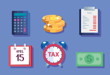 bundle of tax day icons vector illustration design