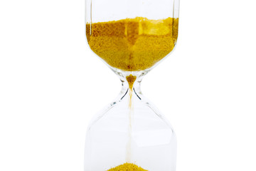 Transparent sandglass or hourglass