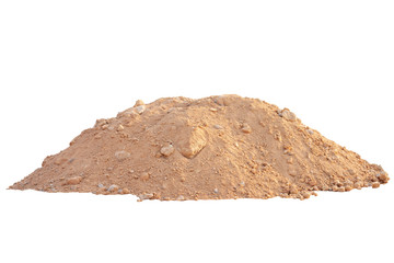 Pile of lateritic soil for construction isolated on white background included clipping path.