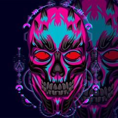 Fototapeta premium GLITCH SKULL GEOMRTRIC
