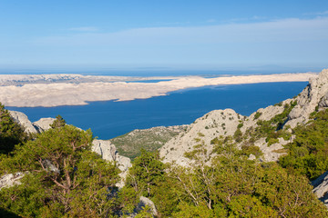 Fototapeta na wymiar View to the Adriatic Sea from Velebit mountain, Croatia