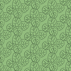 Hand drawn seamless pattern with leaves. Vector illustration. EPS 10