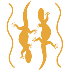 lizard set,vector illustration, yellow silhouette