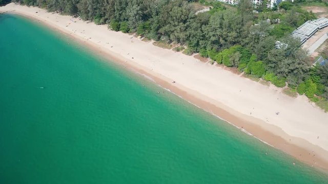 Aerial drone view of tropical beach in Phuket, Thailand