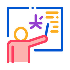 Foreign Language Teacher Icon Thin Line Vector. Human Teacher Pointing On Blackboard Concept Linear Pictogram. Education Color Symbol Illustration