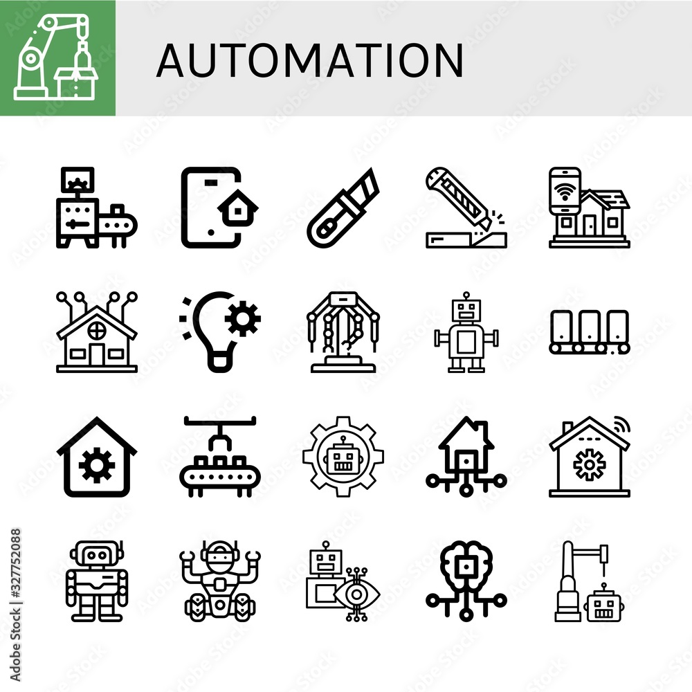 Poster automation simple icons set