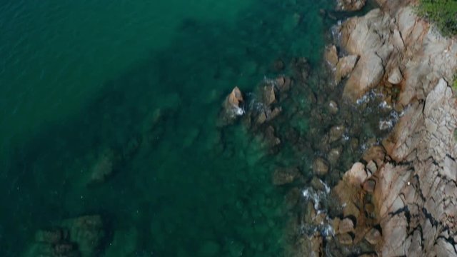 Aerial drone view of tropical beach in Phuket, Thailand