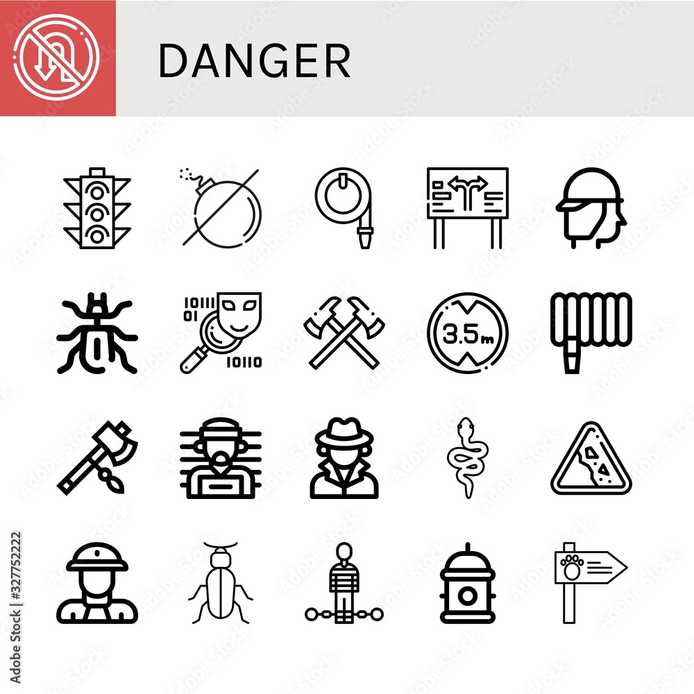 Sticker danger icon set