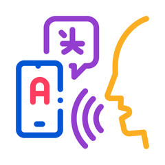 Voice Interpreter Translator Icon Thin Line Vector. Human Speaking And Smartphone Interpreter Translate Color Symbol Illustration