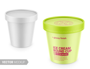 White matte plastic container vector mockup.