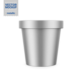 White metallic plastic container vector mockup.