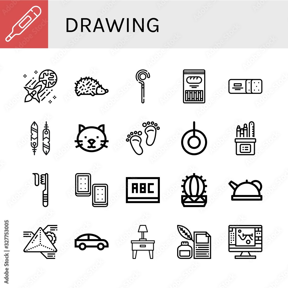 Wall mural drawing icon set