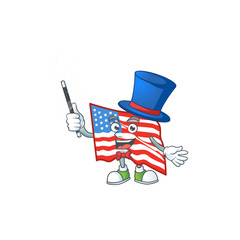 A character of USA flag performance as a Magician