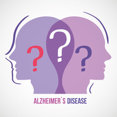 world alzheimer day with heads profile vector illustration design