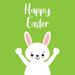 Happy Easter Bunny Vector illustration. Cute Rabbit cartoon character.