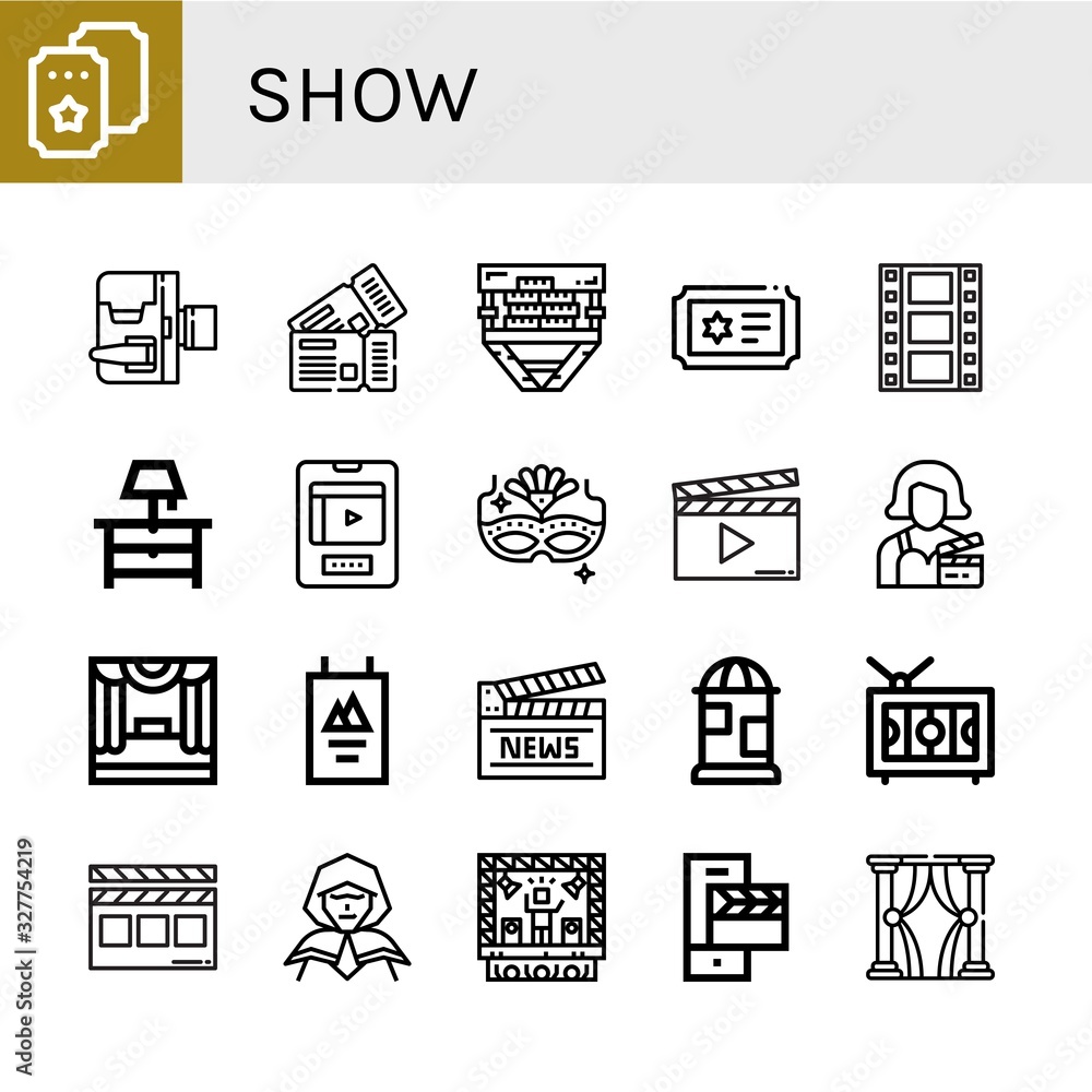 Poster show simple icons set