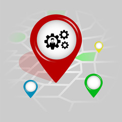 gear icon. Simple glyph vector of Business Location pin set for UI and UX, website or mobile application