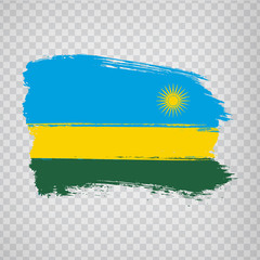 Flag of Rwanda from brush strokes. Flag Republic of Rwanda on transparent background for your web site design, app, UI.  Africa. Stock vector.  EPS