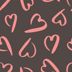 Vector abstract seamless background with hearts. Great for paper, card, wallpaper, banner, fabric, interior. Hand-drawn illustration.