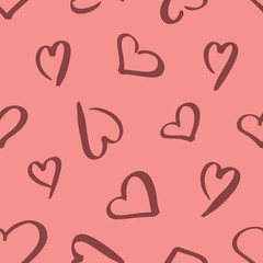 Vector abstract seamless background with hearts. Great for paper, card, wallpaper, banner, fabric, interior. Hand-drawn illustration.