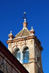 Stork standing on top of the tower of the Marquis of Benemeji Palace (Palacio dela Benameji) - now...